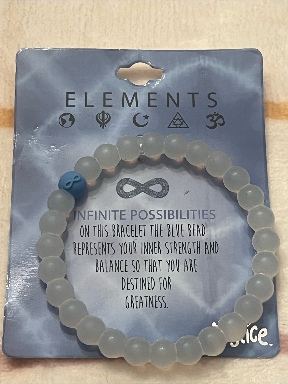 Element Frosted White Beaded Bracelet with Blue Accent